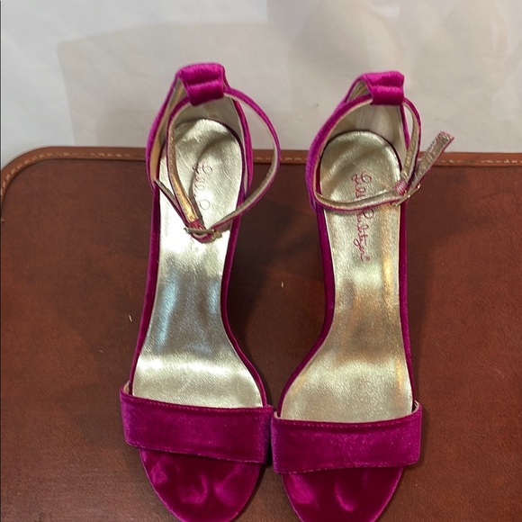 Lilly Pulitzer Women’s 10 Velvet Pink Fuschia Elegant Ankle Stap Open Toe Heels - Picture 5 of 14